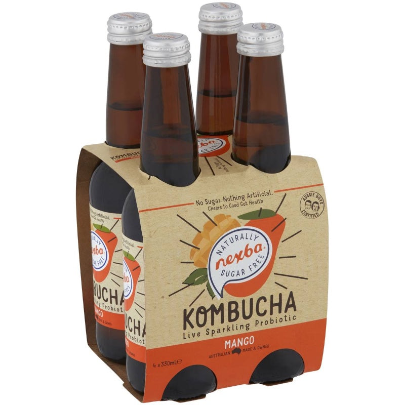 Nexba Mango Sugar-free Kombucha 330ml 4 Pack