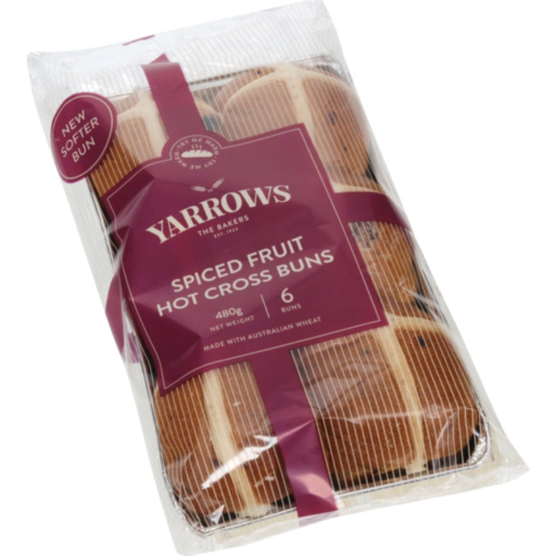 Yarrows Hot Cross Bun Spiced Fruit 6 Pack 480g