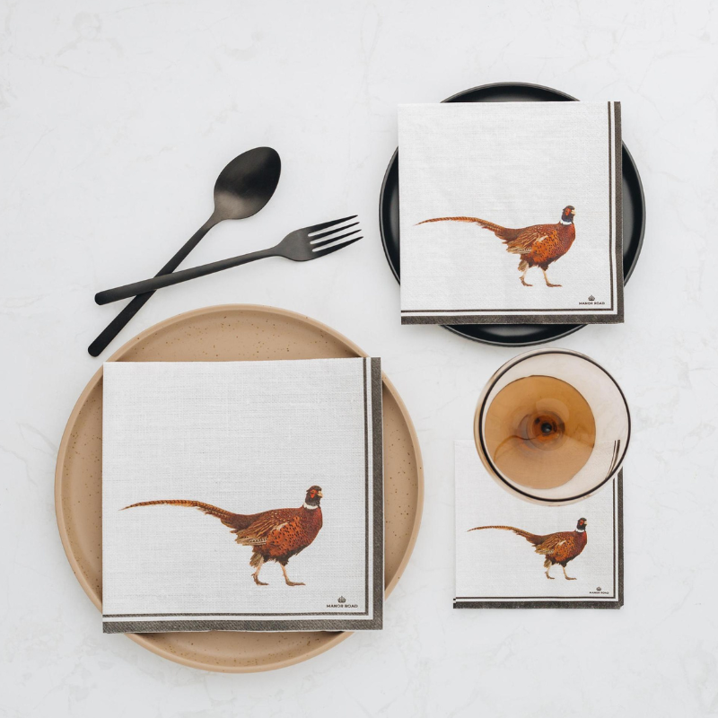 Manor Road Pheasant Napkins - Cocktail