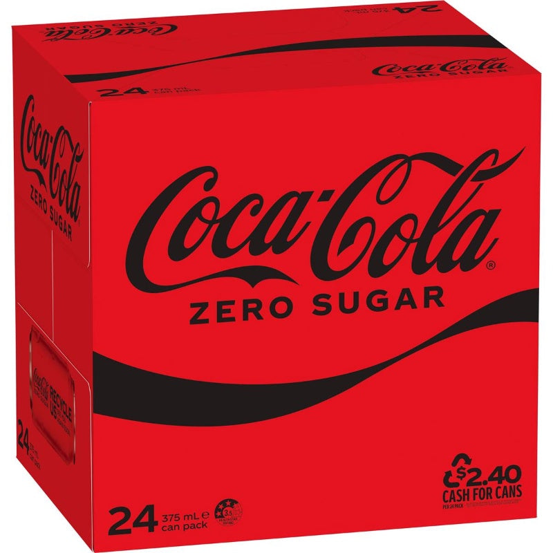 Coca Cola Coke No Sugar Cans 375ml 24pk