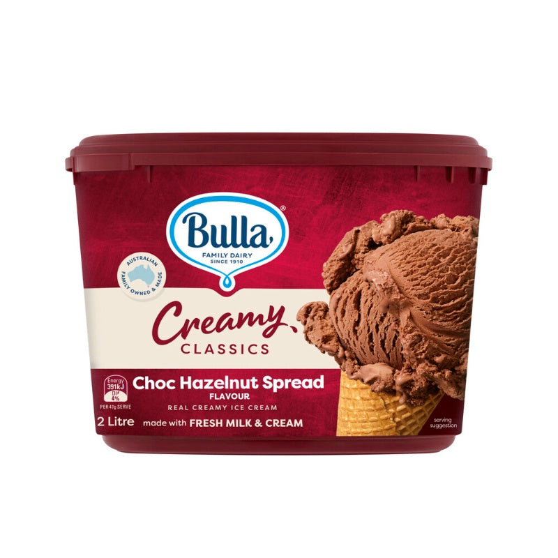 Bulla Creamy Classics Ice Cream Choc Hazelnut Spread 2L