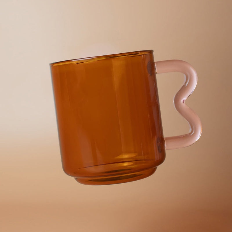 Archer Ribbed Glass Cup Amber