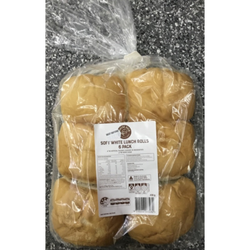 Bakers Oven Soft White  Lunch Rolls 6 pack