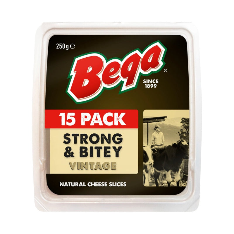 Bega Strong & Bitey Vintage Cheese Slices 15pk 250g