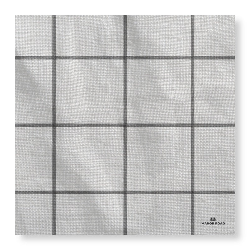 Black & White Check Linen Cheese Board Presentation Cards 14x14cm