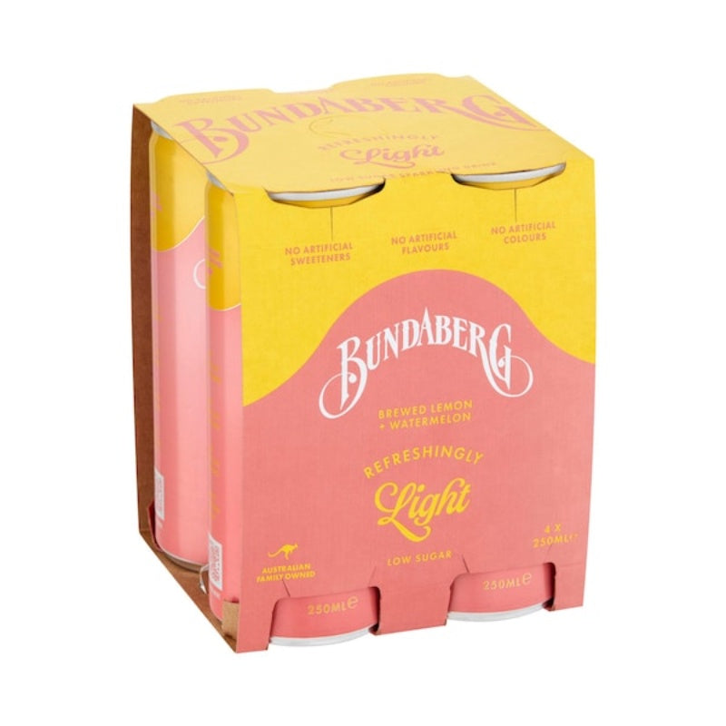 Bundaberg Refreshingly Light Lemon & Watermelon 250ml 4pk