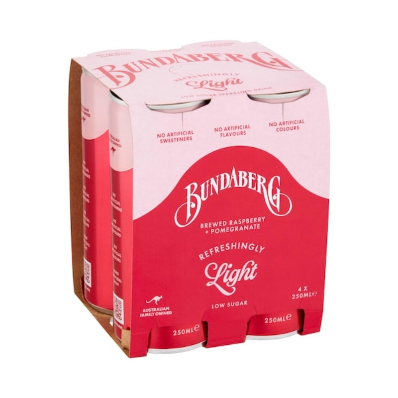 Bundaberg Refreshingly Light Raspberry & Pomegranate 250ml 4pk