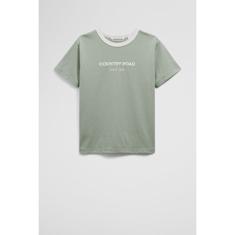 CR Australian Cotton Contrast Logo T-Shirt Fern - 2Yrs