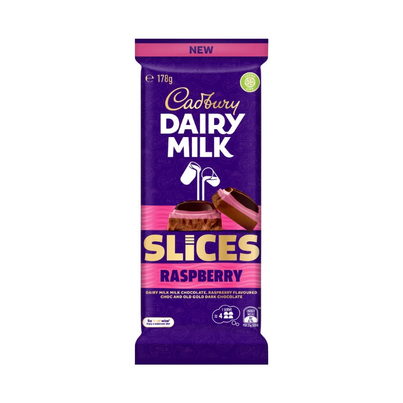 Cadbury Dairy Milk Raspberry Slices Chocolate Block 178g