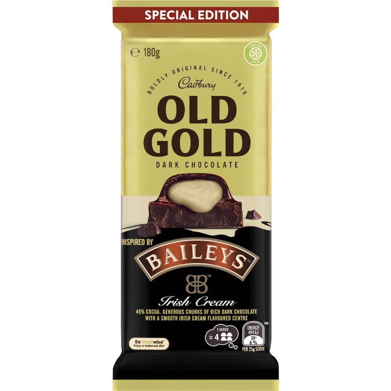 Cadbury Old Gold Baileys Dark Chocolate Block 180g