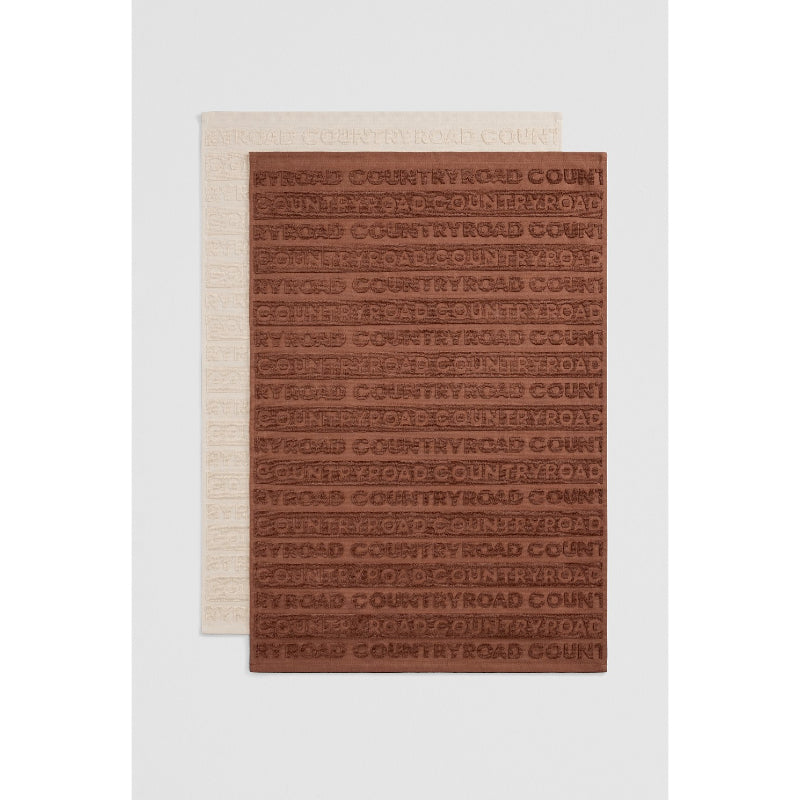 Charlie Australian Cotton Tea Towel 2pk - Chestnut