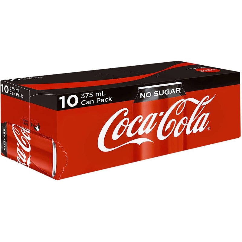 Coca Cola Coke No Sugar Cans 375ml 10pk