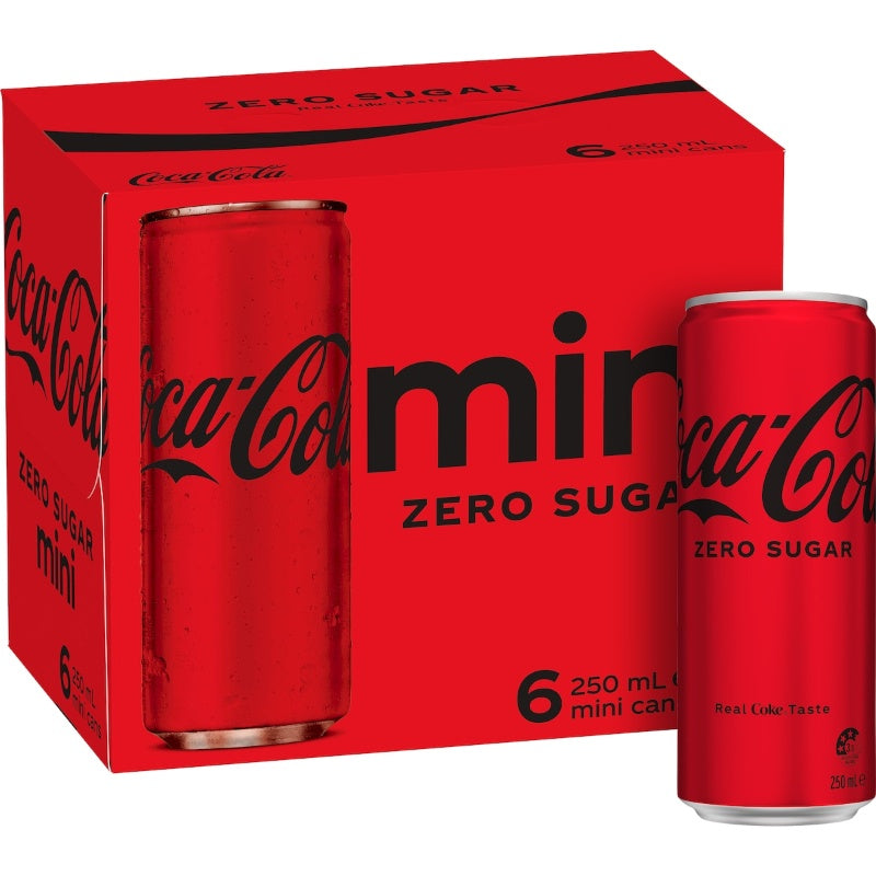 Coca Cola Zero Sugar Cans 250ml 6pk