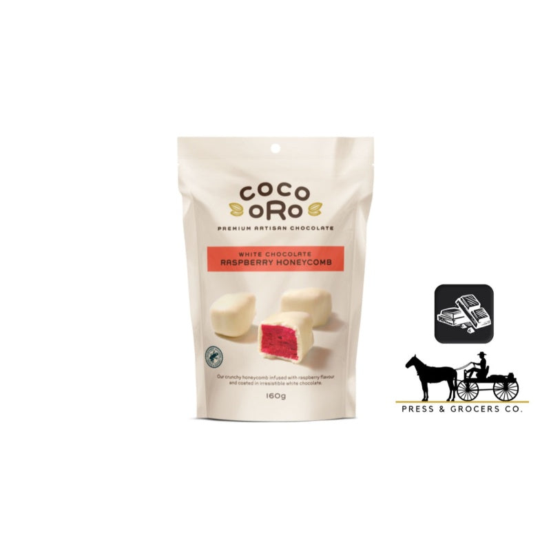 Coco Oro White Chocolate Raspberry Honeycomb 160g