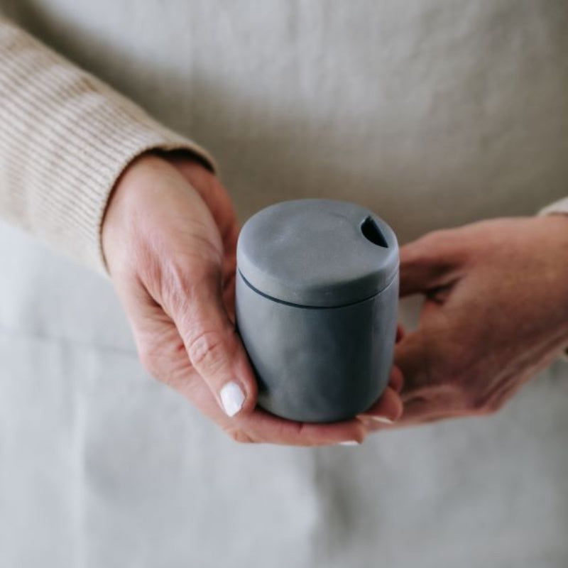 Flax Sugar Pot h7cm - Charcoal