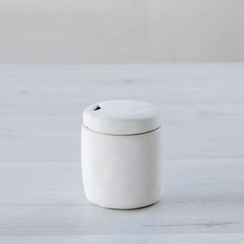 Flax Sugar Pot h7cm - White