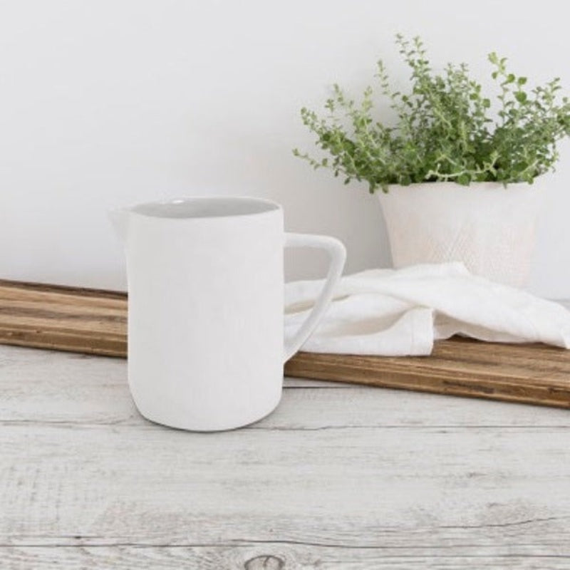 Flax Water Jug 16cm - White