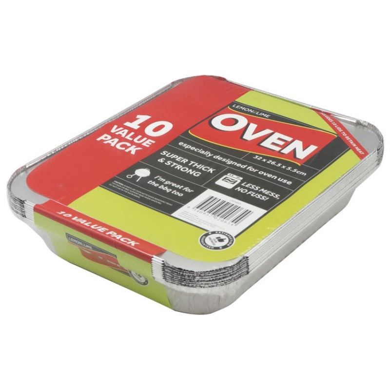 Foil Containers w lid 32x26x5.5cm 10 pk