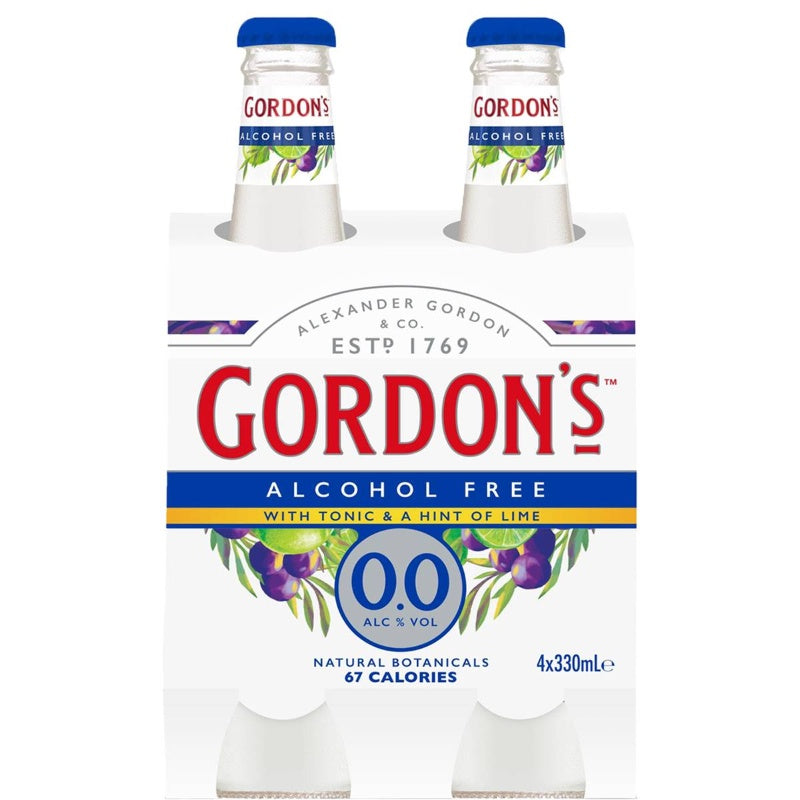 Gordons Alcohol Free Tonic & Lime 330ml 4pk