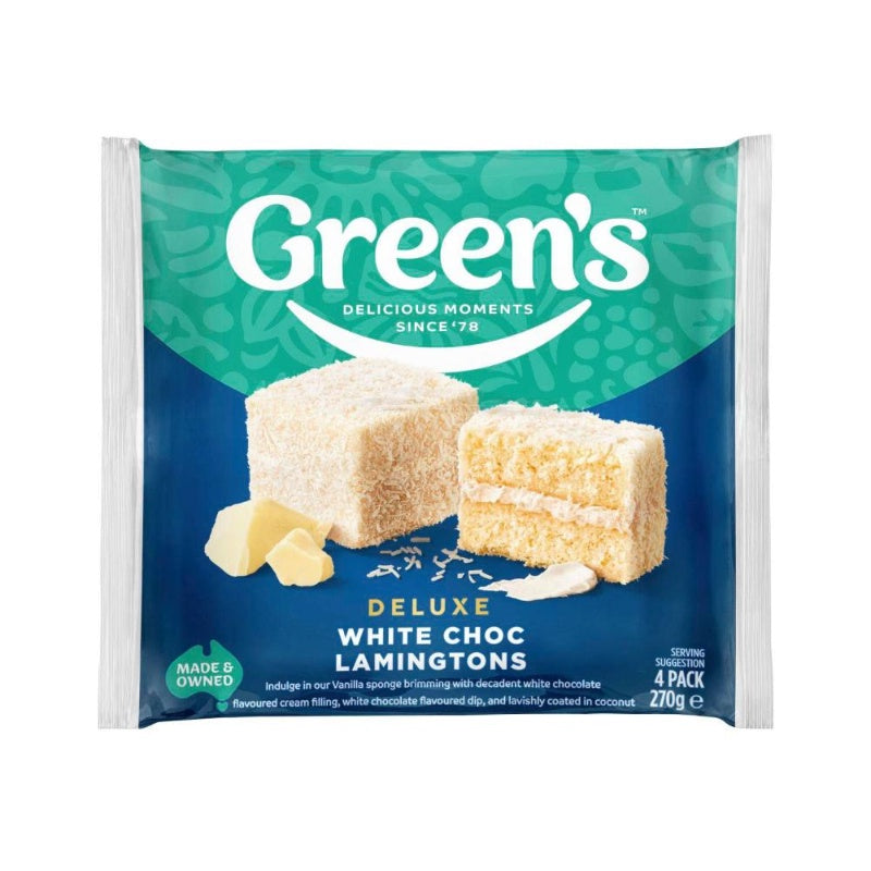 Green’s Deluxe White Choc Lamington 4pk
