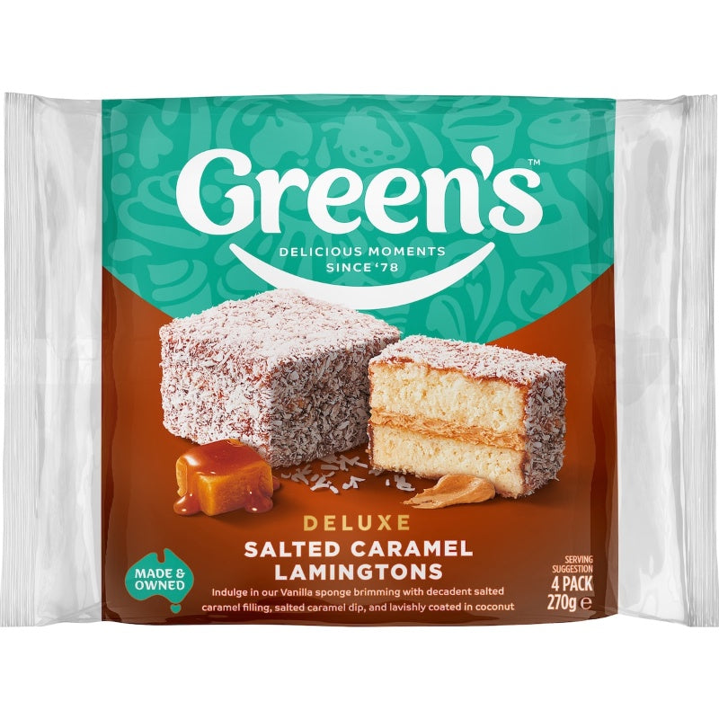 Green's Salted Caramel Lamington 4pk