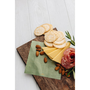 Green Linen Cheese Board Presentation Cards 14x14cm