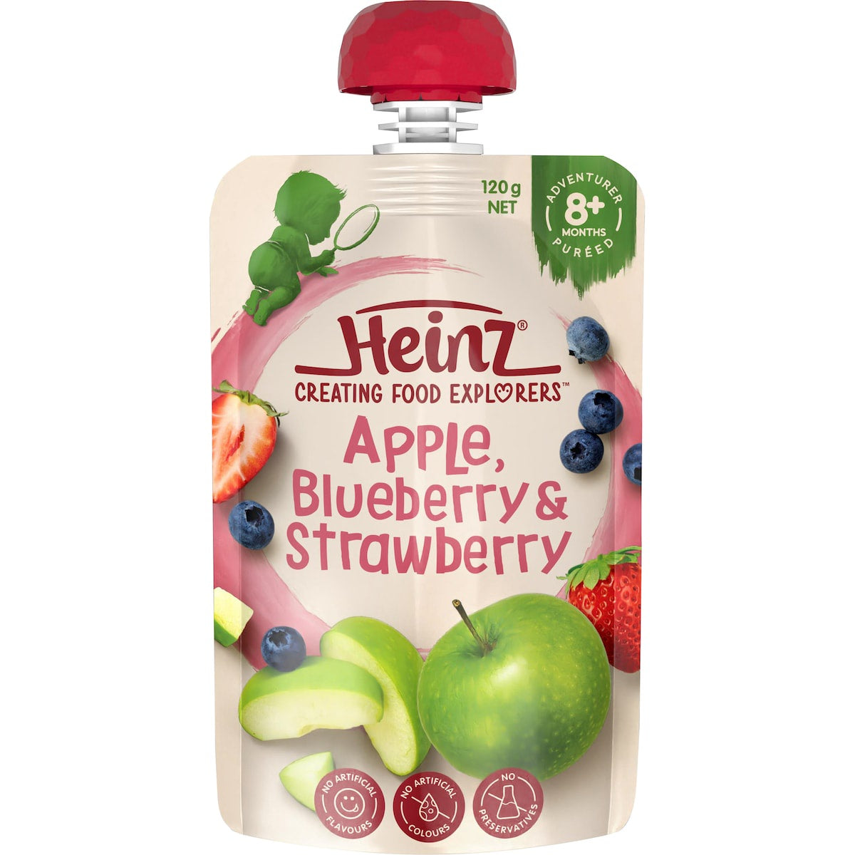 Heinz Apple, Blueberry & Strawberry Baby Food Pouch 8+ Months 120g