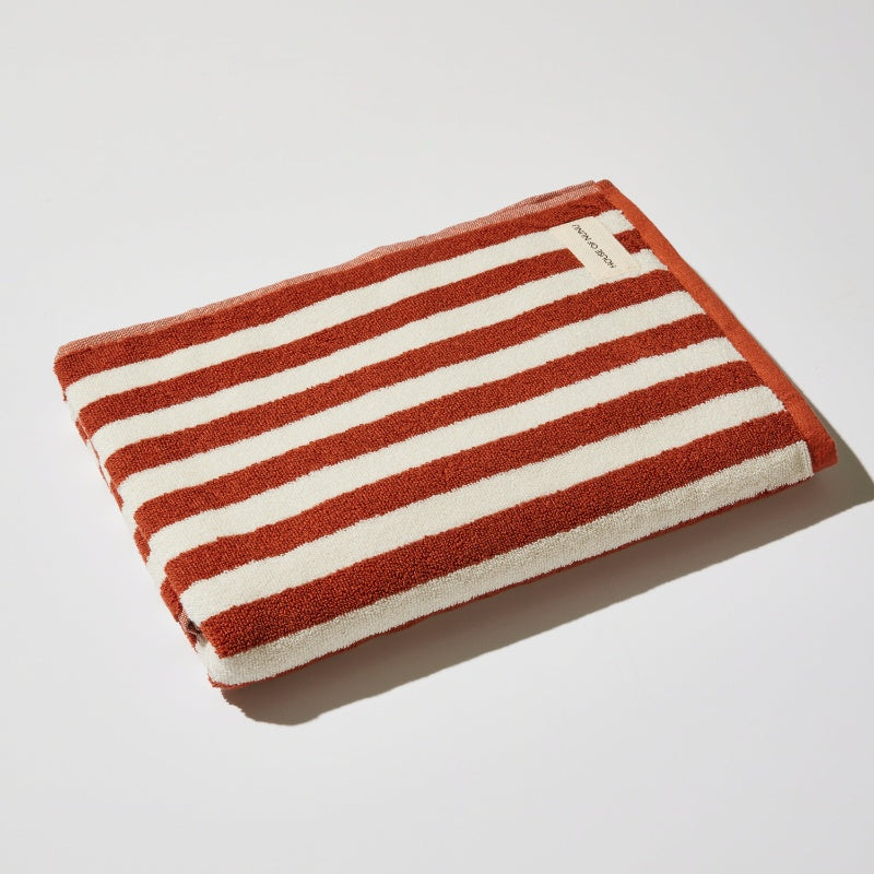 House of Nunu Bath Towel - Red Ochre Stripe