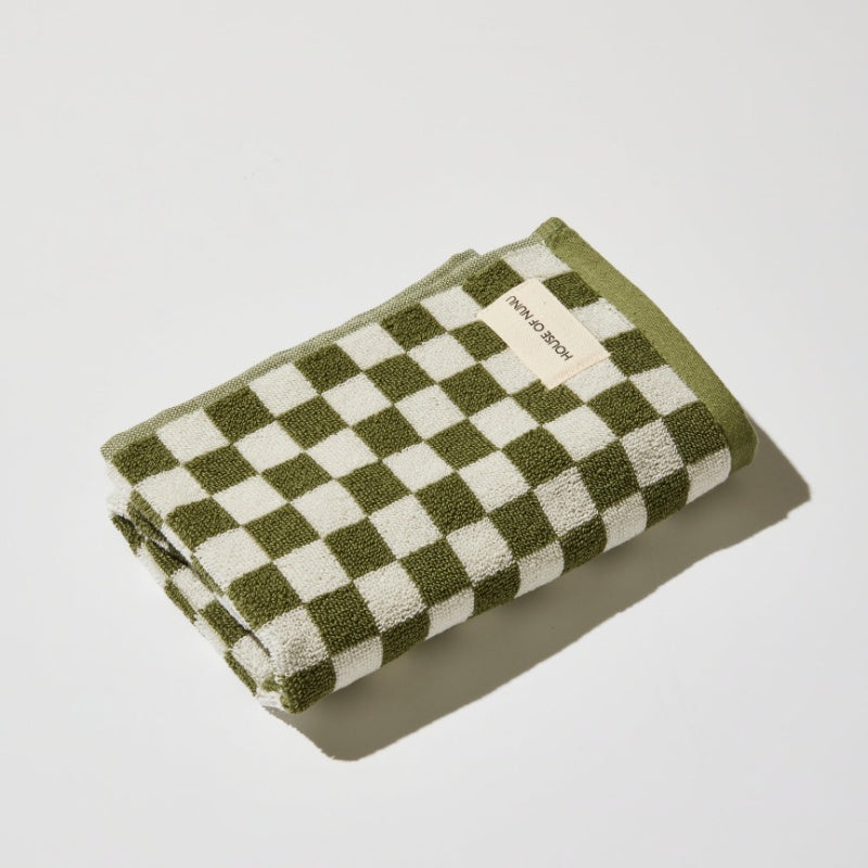 House of Nunu Hand Towel - Green Olive Check