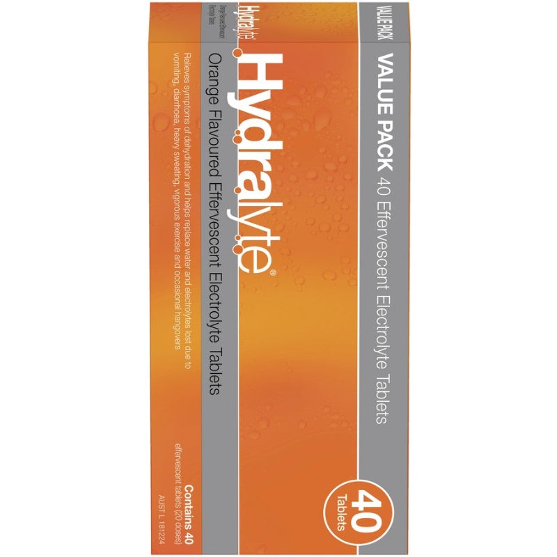 Hydralyte Orange Effervescent Tablets 40 Pack