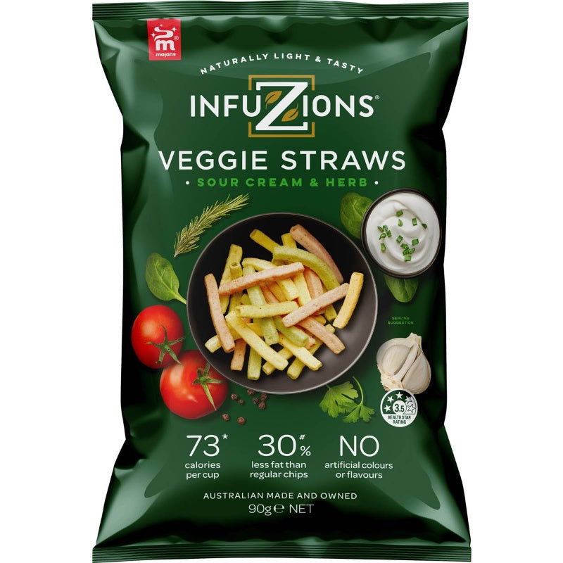 Infuzions Veggie Straws Sour Cream & Herb 90g