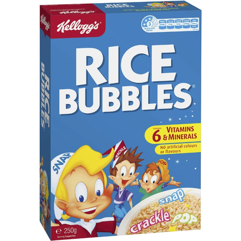 Kellogg's Rice Bubbles Puffed Rice Breakfast Cereal 250g