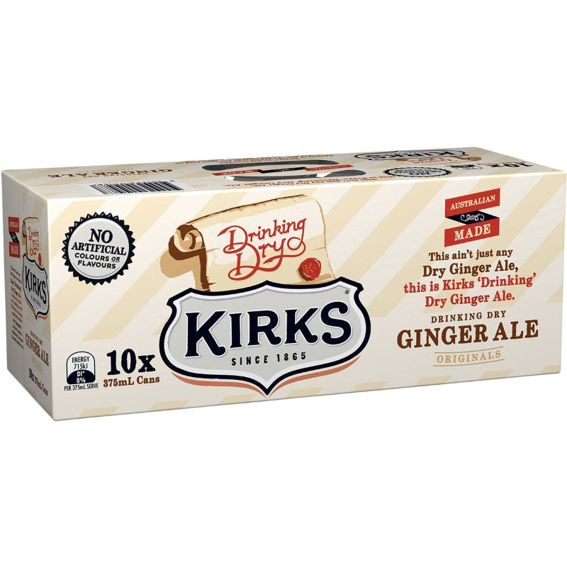 Kirks Dry Ginger Ale Cans 375ml 10 pk