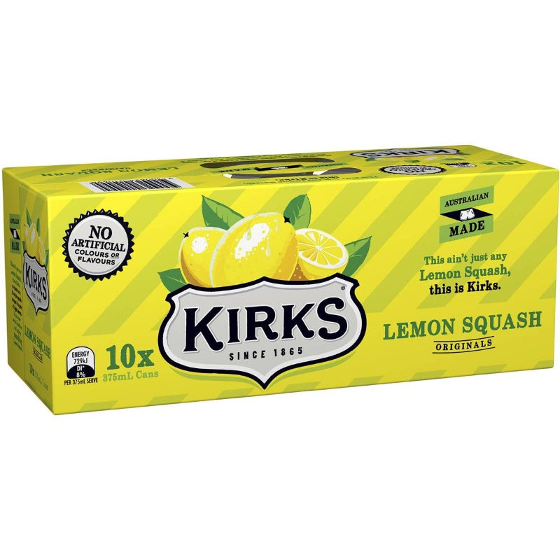 Kirks Lemon Squash Soft Drink Multipack Cans 375ml 10 pk