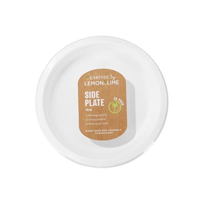 Lemon & Lime Disposable Side Plate White 18cm 30 Pack