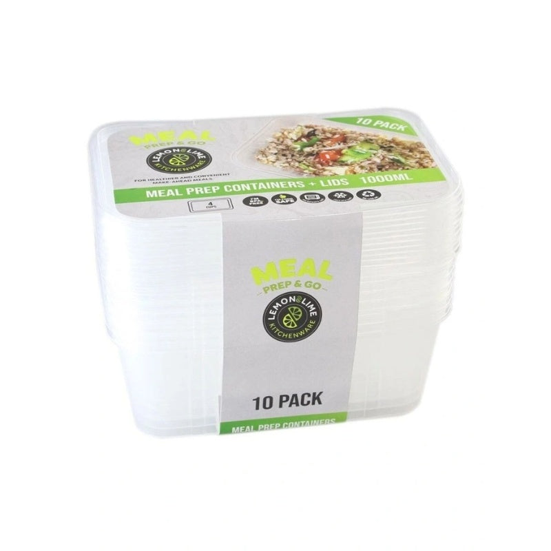 Lemon&Lime Reusable Food Containers Rectangle 1000ml 10 pack