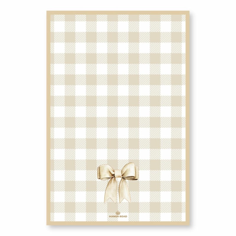 Manor Road Microfiber Tea Towel - Gingham Bow Beige