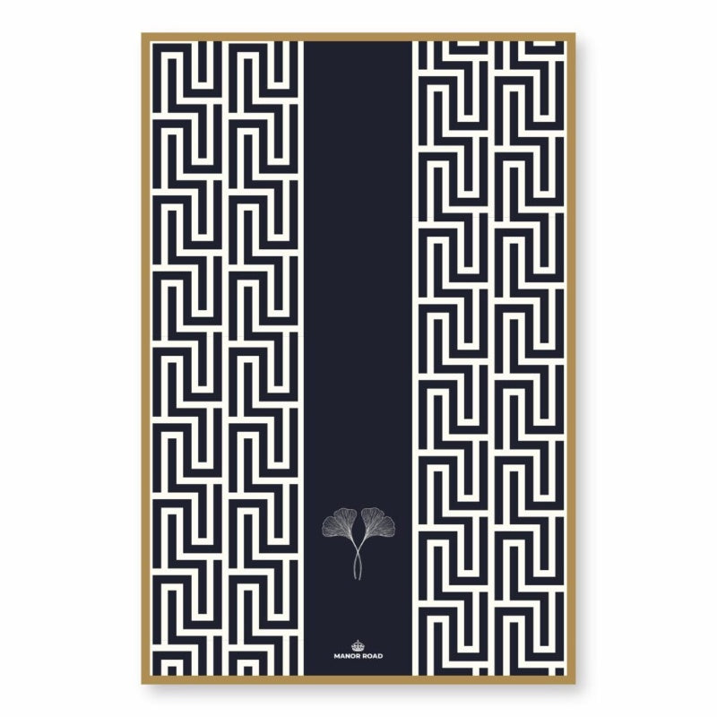 Manor Road Microfibre Tea Towel - Gingko Navy