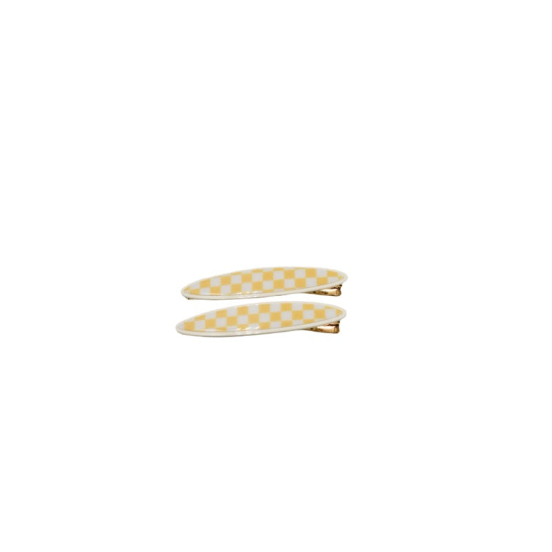 PS Maya Oval Clips Lemon and White Checker