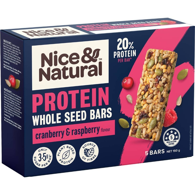 Nice & Natural Protein Wholeseed Bars Cranberry & Raspberry 5 Pack