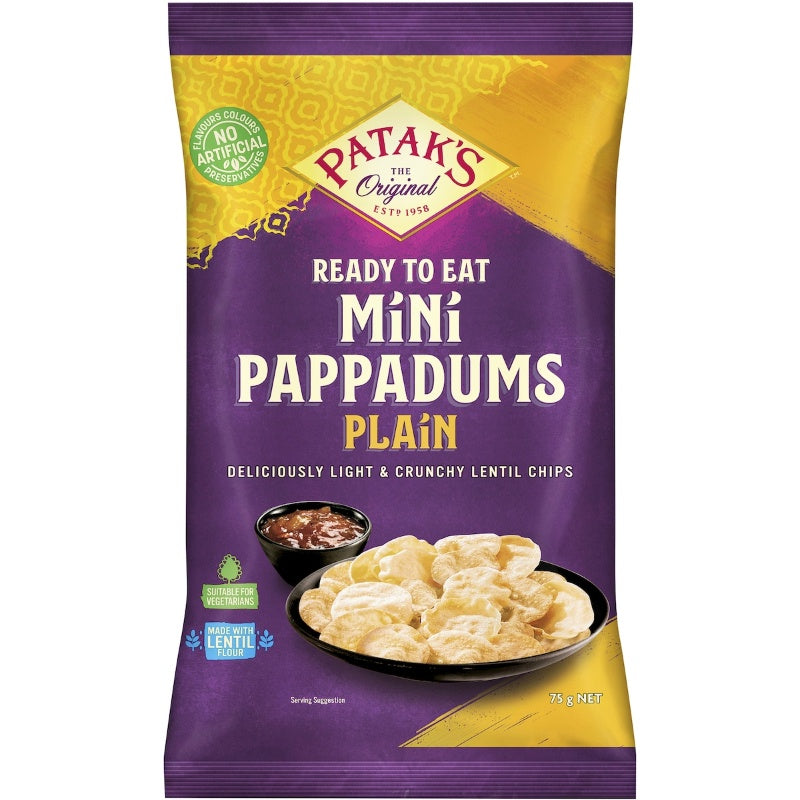 Patak's  Pappadums Mini Plain Original 75g