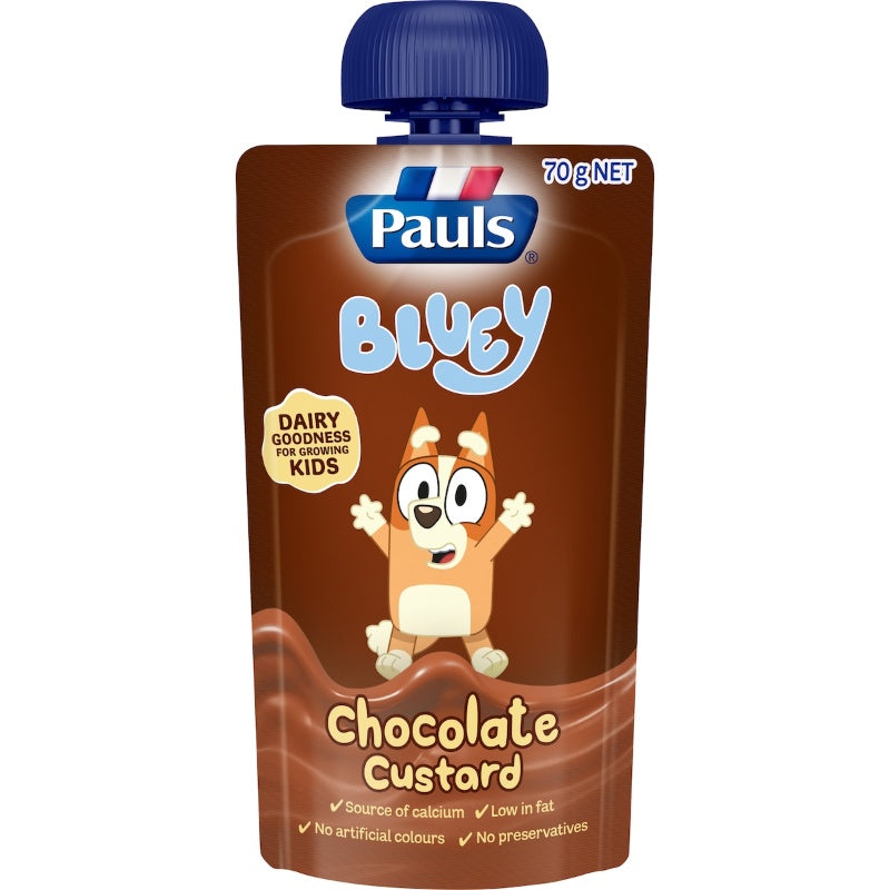 Pauls Kids Bluey Chocolate Custard Pouch 70g