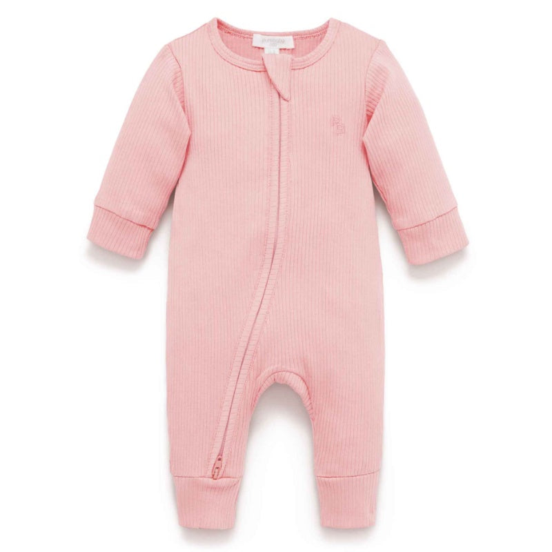 Pure Baby Dusty Rose Rib Zip Growsuit Sz 0000