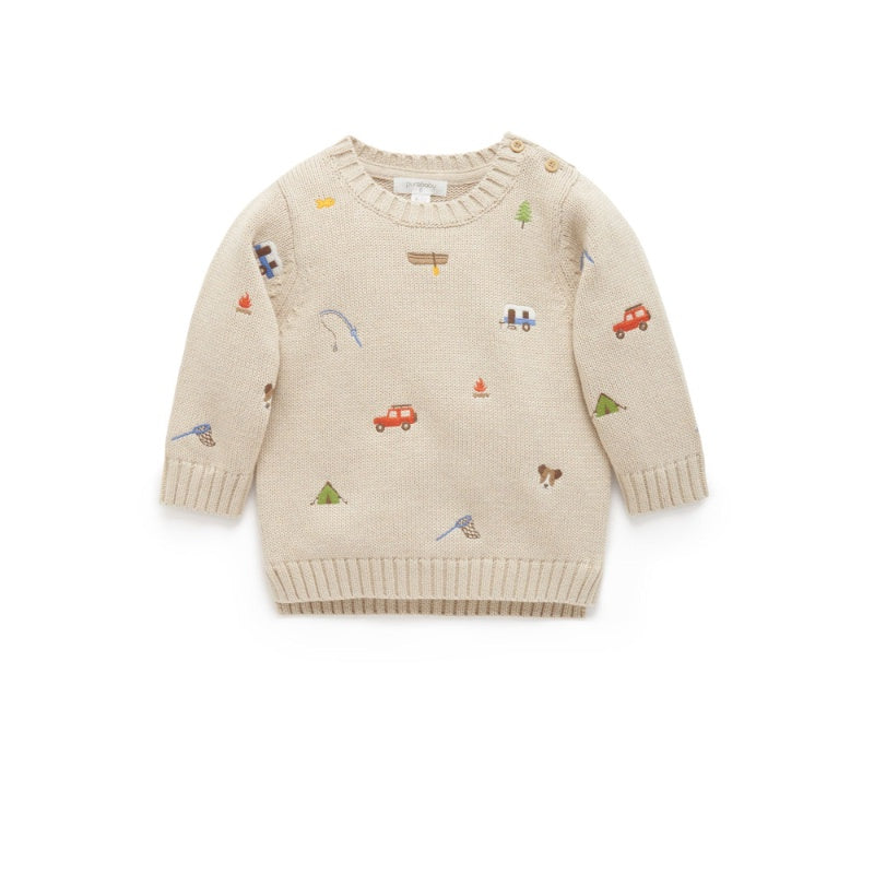 Pure Baby Gone Fishing Embroidered Jumper Sz 1