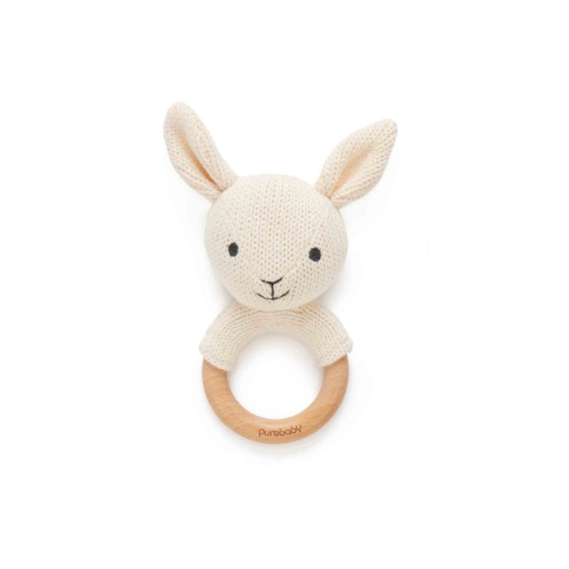 Pure Baby Knitted Rabbit Rattle