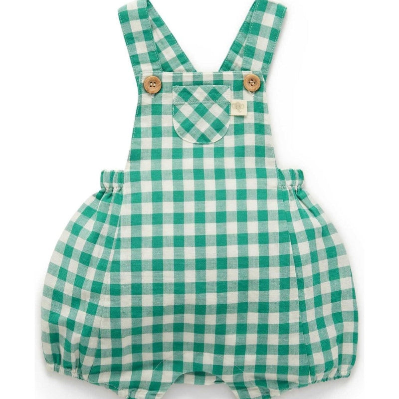 Pure Baby Palm Gingham Linen Blend Overall Sz 2