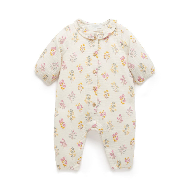 Pure Baby Posie Floral Crinkle Cotton Growsuit Sz 000