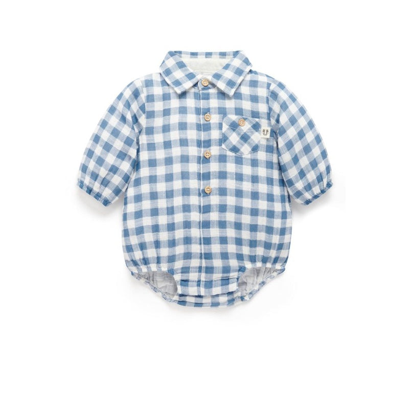 Pure Baby River Check Gingham Bodysuit Sz 000