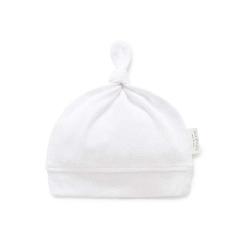 Pure Baby White Knot Hat Sz S