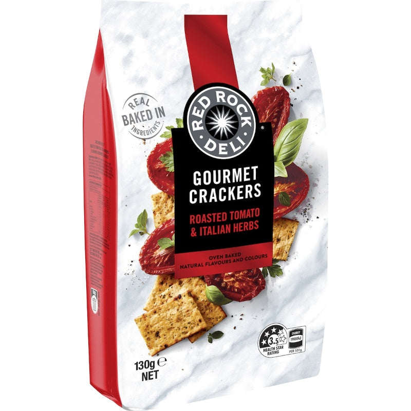 Red Rock Deli Gourmet Crackers Tomato & Herbs 130g